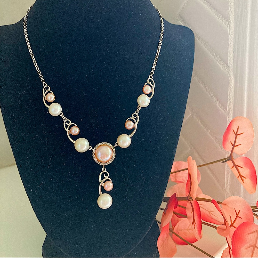 Pink and White Pearl Necklace